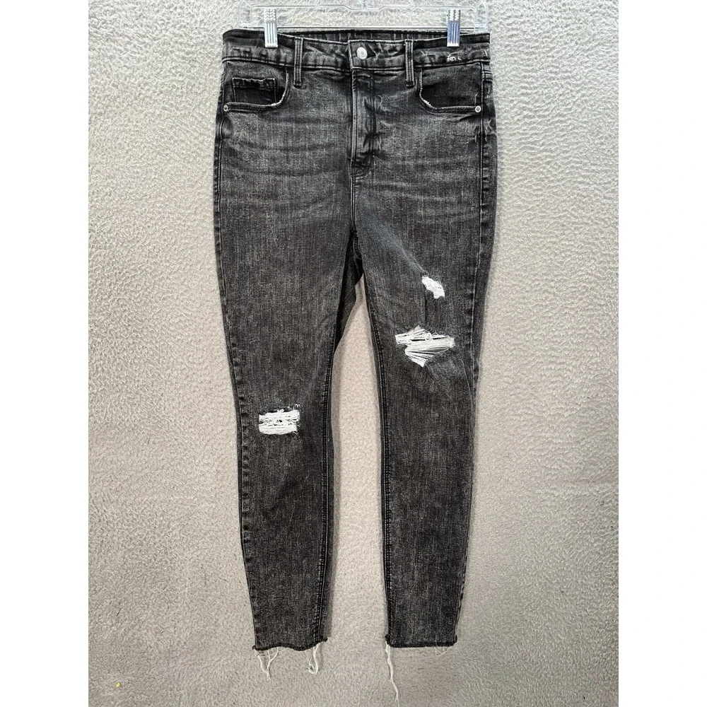 Old Navy Jeans Womens 10 Black Rock Star Super Skinny High Rise‎ Denim Preppy